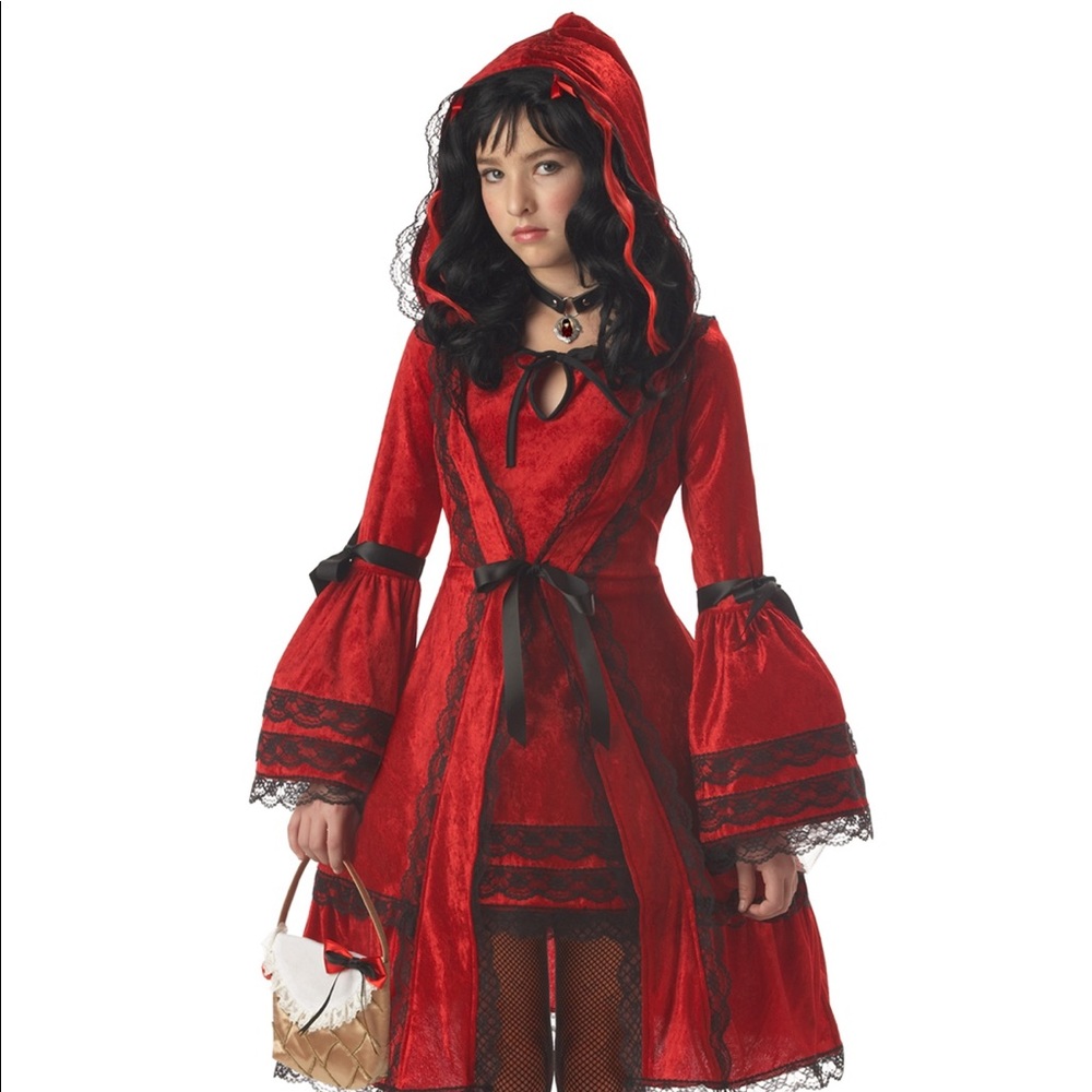 Deluxe Little Red Riding Hood Velvet Tween Dress Costume 14-16 Fairytale